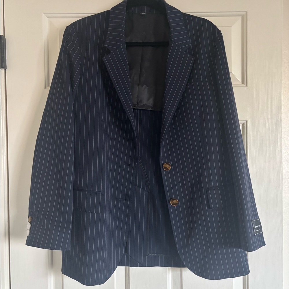 Coach Dark Blue Striped Blazer